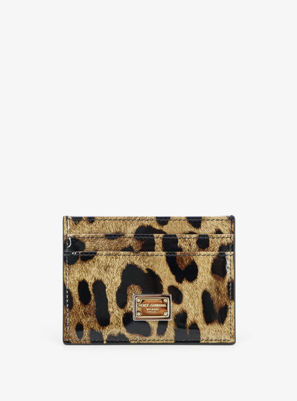 Dolce & Gabbana Hammered Leather Card Holder Uni Leopardato