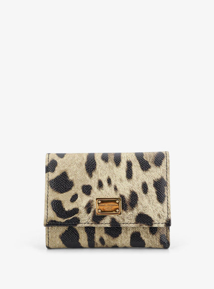 Dolce & Gabbana Hammered Leather Wallet With Animal Print Uni Leopardato