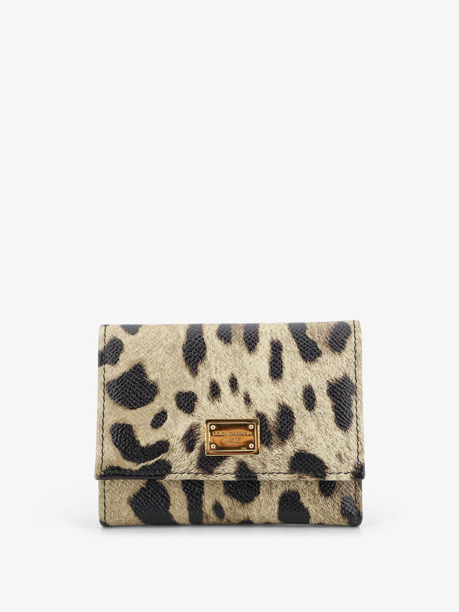 Dolce & Gabbana Hammered Leather Wallet With Animal Print Uni Leopardato