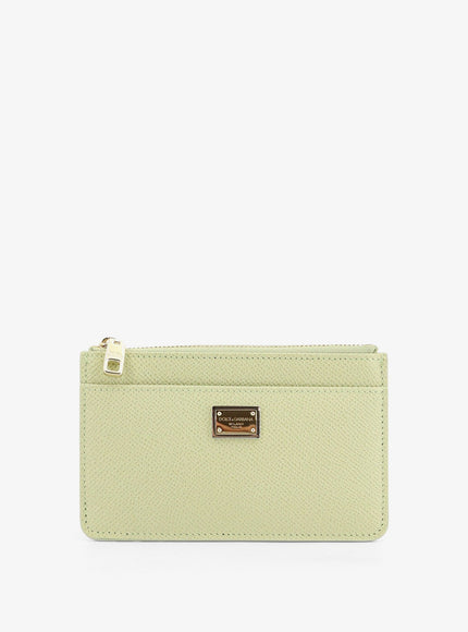 Dolce & Gabbana Hammered Leather Card Holder Uni Salvia