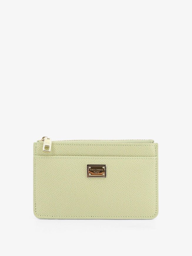 Dolce & Gabbana Hammered Leather Card Holder Uni Salvia