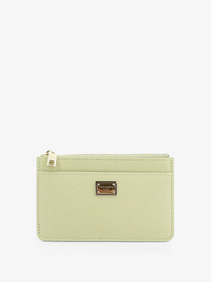 Dolce & Gabbana Hammered Leather Card Holder Uni Salvia