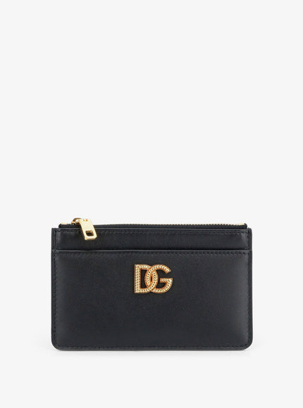Dolce & Gabbana Hammered Leather Card Holder Uni Nero