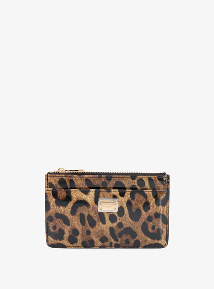 Dolce & Gabbana Hammered Leather Card Holder Uni Leopardato