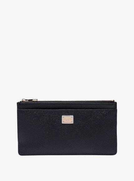Dolce & Gabbana Hammered Leather Card Holder With Metal Tag Uni Nero