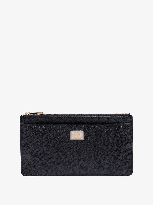 Dolce & Gabbana Hammered Leather Card Holder With Metal Tag Uni Nero