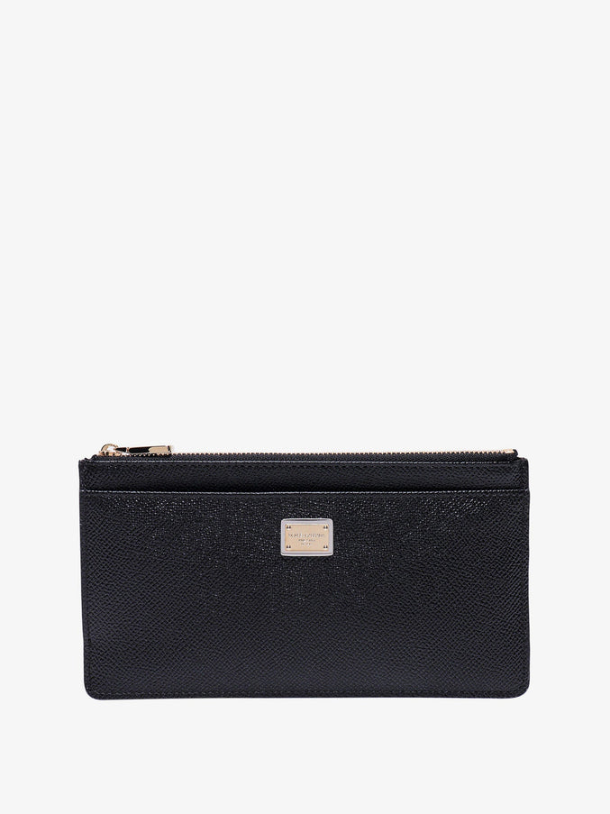 Dolce & Gabbana Hammered Leather Card Holder With Metal Tag Uni Nero