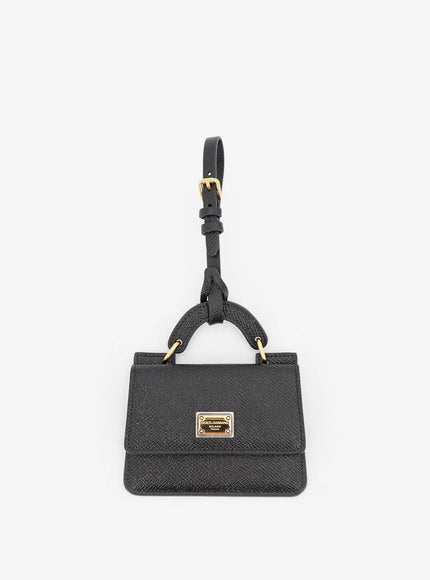 Dolce & Gabbana Hammered Leather Card Holder With Metal Logo Tag Uni Nero
