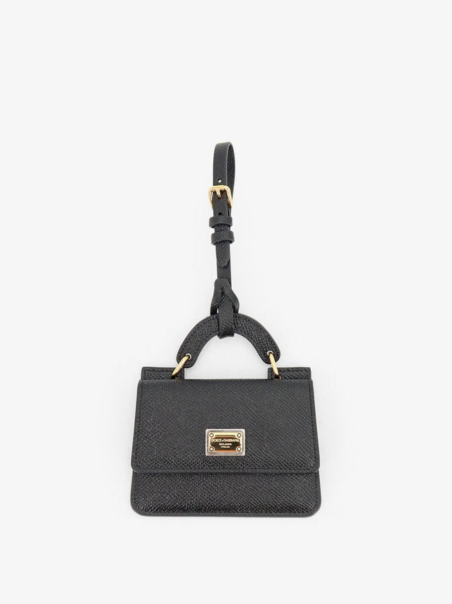 Dolce & Gabbana Hammered Leather Card Holder With Metal Logo Tag Uni Nero