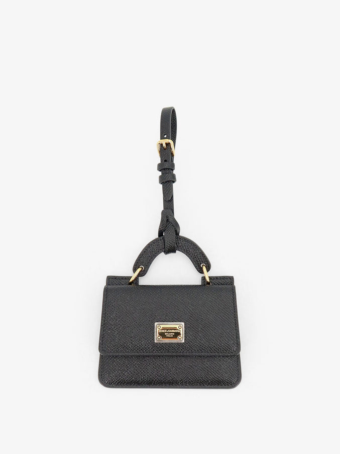 Dolce & Gabbana Hammered Leather Card Holder With Metal Logo Tag Uni Nero