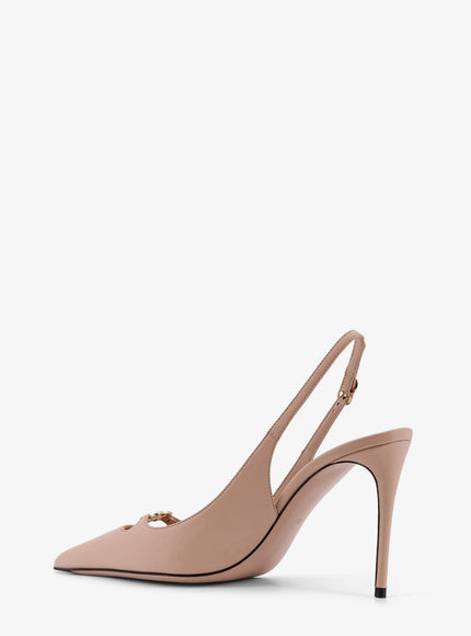 Dolce & Gabbana Leather Pump With Metal Dg Logo
