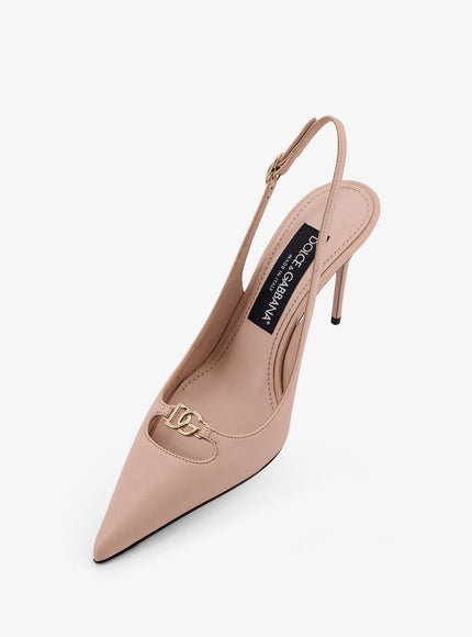 Dolce & Gabbana Leather Pump With Metal Dg Logo