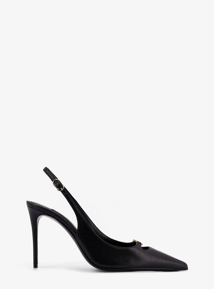 Dolce & Gabbana Leather Pump With Metal Dg Logo Nero