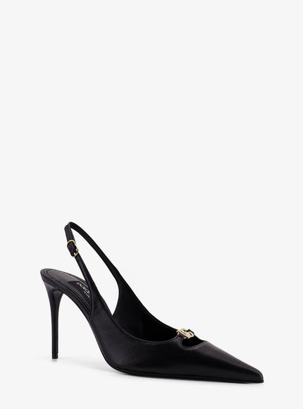 Dolce & Gabbana Leather Pump With Metal Dg Logo