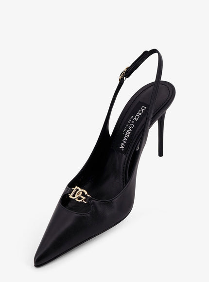 Dolce & Gabbana Leather Pump With Metal Dg Logo