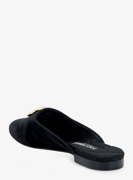 Dolce & Gabbana Velvet Sabot With Metal Dg Logo