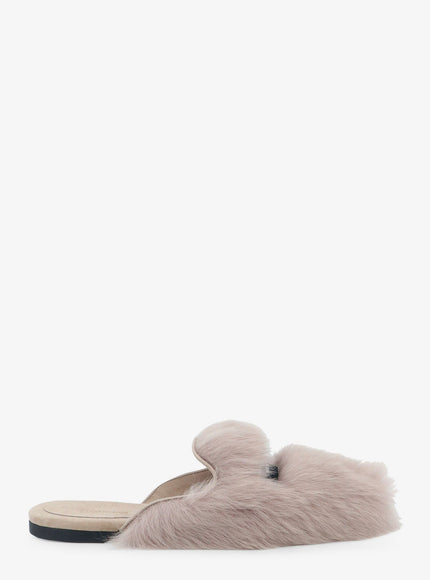 Dolce & Gabbana Sheepskin And Suede Sandals 39 Grigio