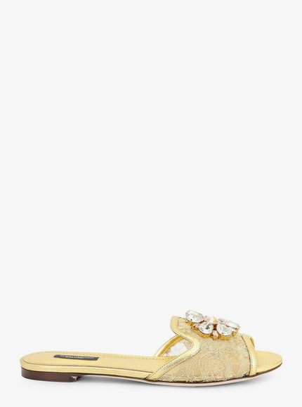 Dolce & Gabbana Rainbow Lurex Lace Sandals Oro