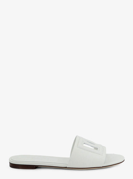 Dolce & Gabbana Leather Sandals With Dg Millennials Logo Bianco