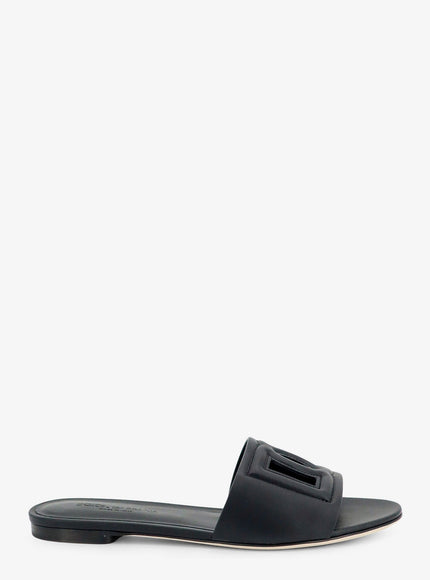 Dolce & Gabbana Leather Sandals With Dg Millennials Logo Nero
