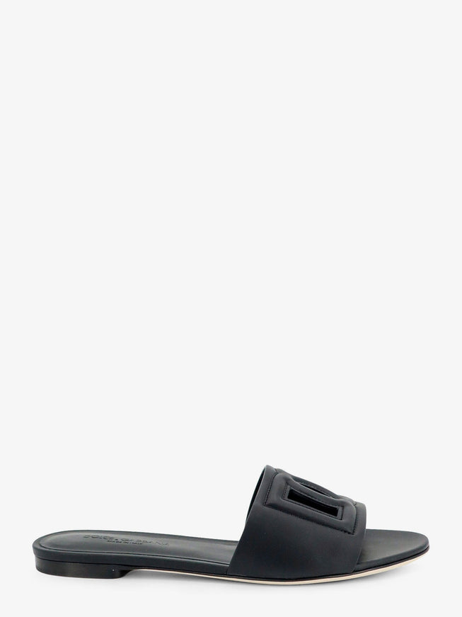 Dolce & Gabbana Leather Sandals With Dg Millennials Logo Nero
