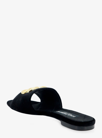Dolce & Gabbana Velvet Sandals With Dg Logo On The Front