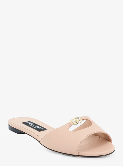 Dolce & Gabbana Leather Sandals With Metal Dg Logo