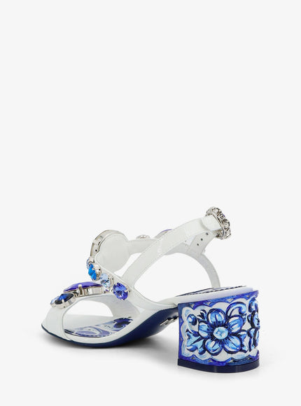 Dolce & Gabbana Patent Leather Sandals With Maiolica Print