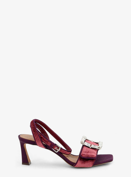 Dolce & Gabbana Sandali In Velluto Con Dettaglio Strass Frontale Vinaccia