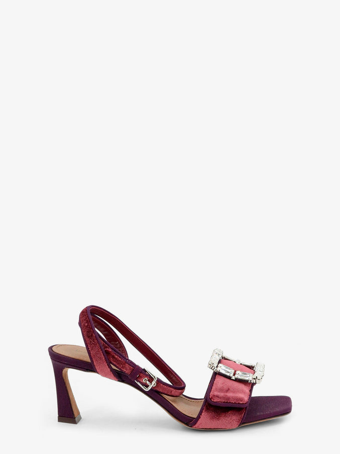 Dolce & Gabbana Sandali In Velluto Con Dettaglio Strass Frontale Vinaccia