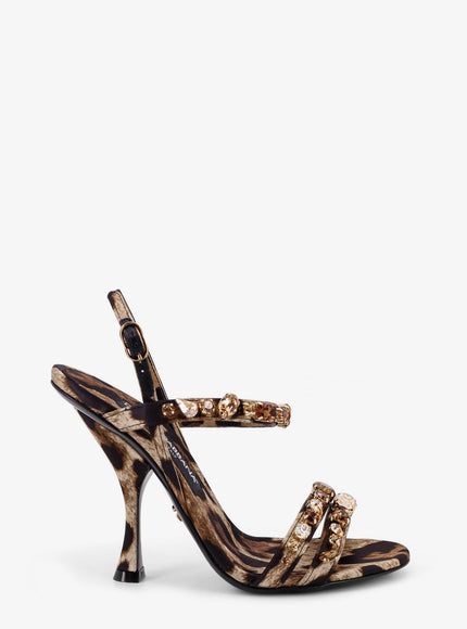 Dolce & Gabbana Satin Sandals With Animal Print Leonew