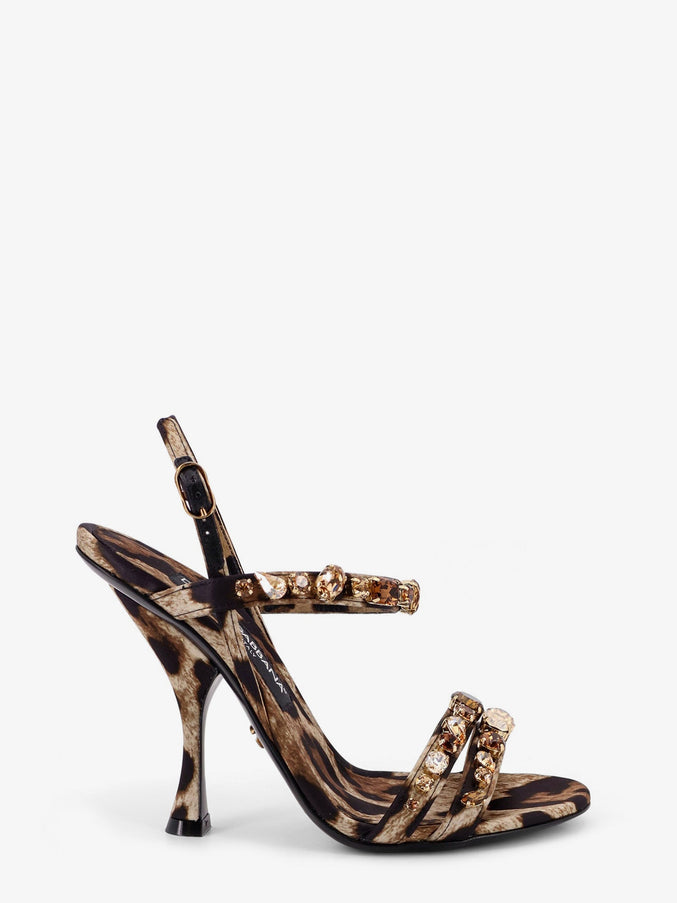 Dolce & Gabbana Satin Sandals With Animal Print Leonew