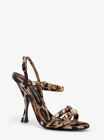 Dolce & Gabbana Satin Sandals With Animal Print