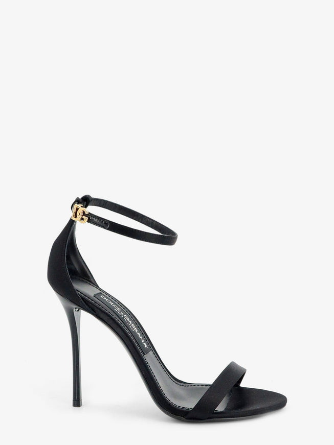 Dolce & Gabbana Satin Sandals With Metal Dg Logo Nero