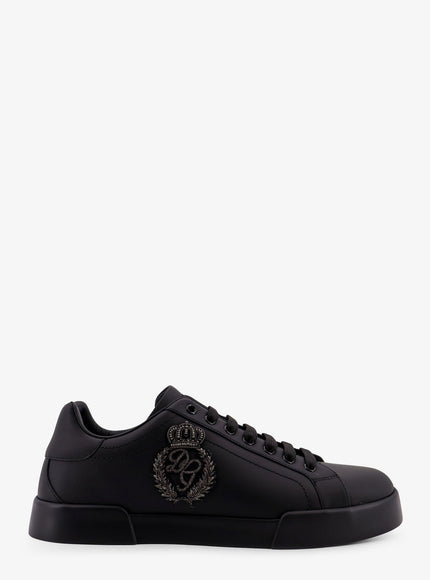 Dolce & Gabbana Leather Sneakers With Embossed Side Logo Nero