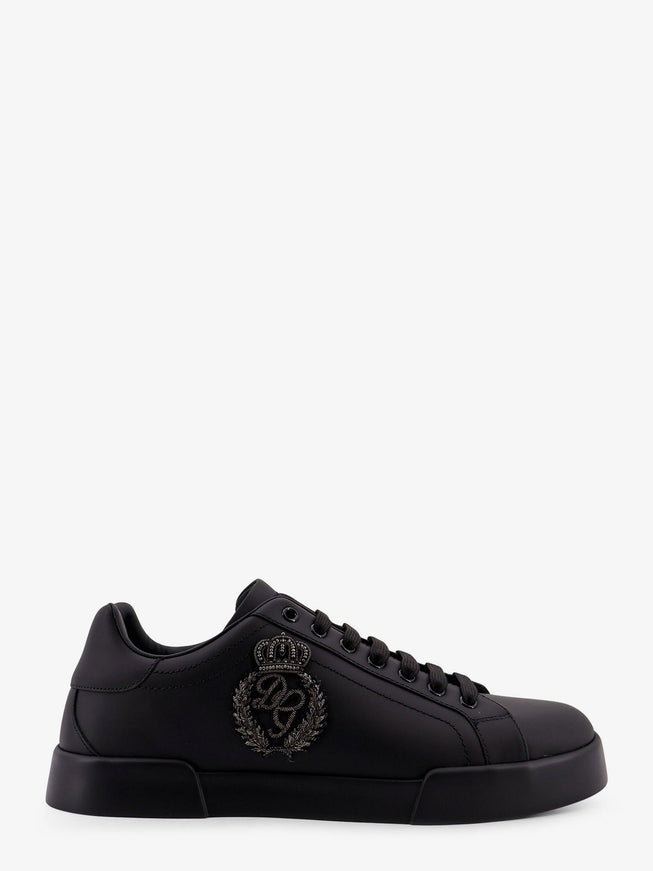 Dolce & Gabbana Leather Sneakers With Embossed Side Logo Nero