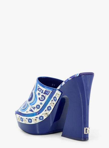 Dolce & Gabbana Maiolica Print Shiny Leather Sandals
