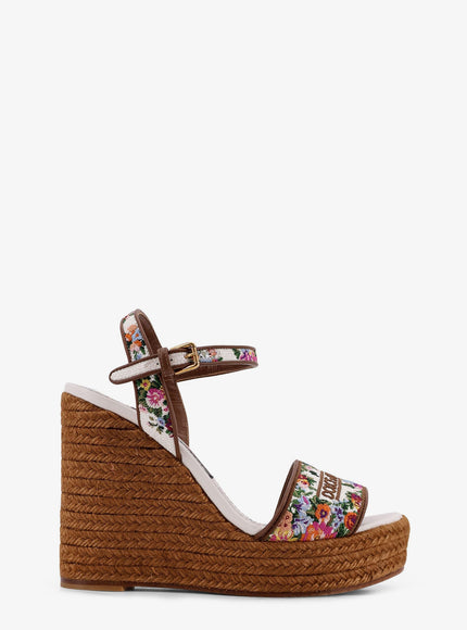 Dolce & Gabbana Raffia Sandals With Floral Embroidery 37 Biancomulticolor