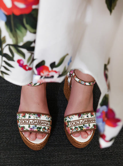 Dolce & Gabbana Raffia Sandals With Floral Embroidery