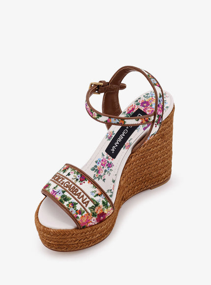 Dolce & Gabbana Raffia Sandals With Floral Embroidery