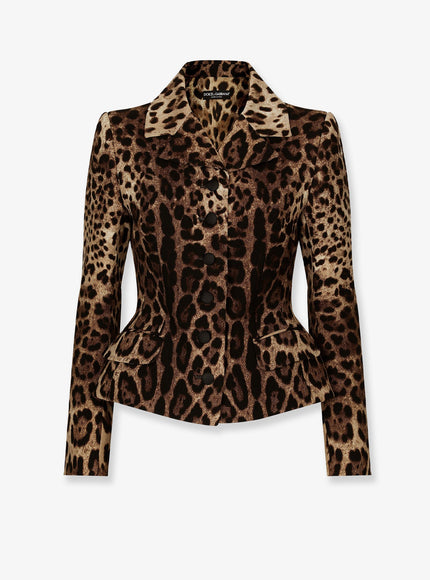 Dolce & Gabbana Double Wool Crêpe Dress With Leopard Print 42 Leopardato