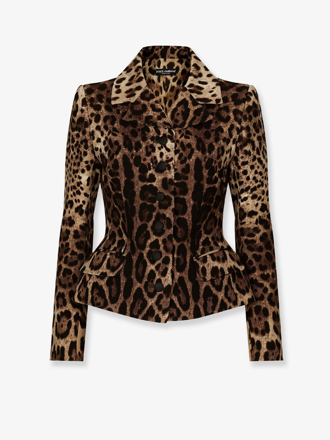 Dolce & Gabbana Double Wool Crêpe Dress With Leopard Print 42 Leopardato