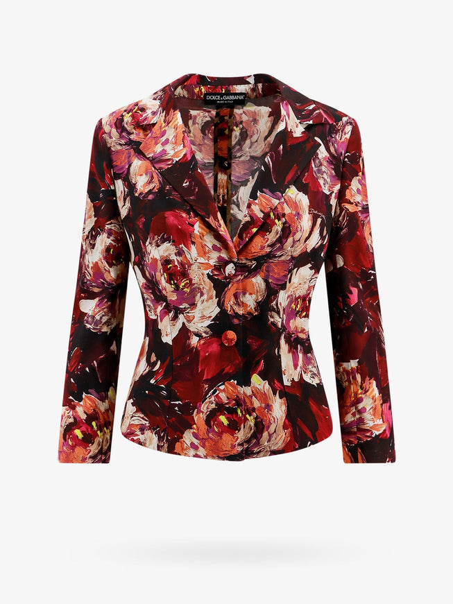 Dolce & Gabbana Cady Blazer With Peonie Flower Print Multicolore