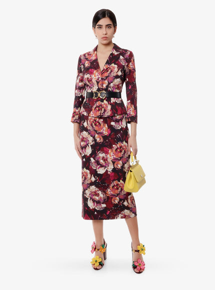 Dolce & Gabbana Cady Blazer With Peonie Flower Print