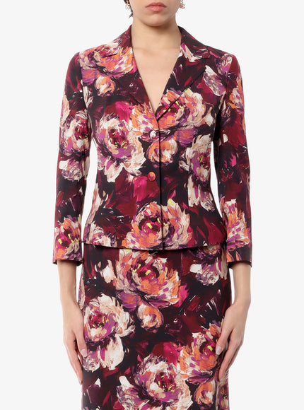 Dolce & Gabbana Cady Blazer With Peonie Flower Print