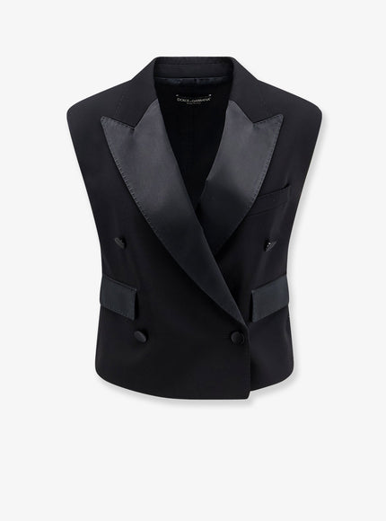 Dolce & Gabbana Virgin Wool And Silk Blend Tuxedo Vest 42 Nero