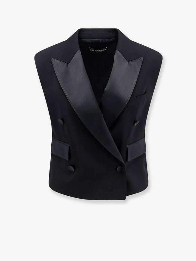Dolce & Gabbana Virgin Wool And Silk Blend Tuxedo Vest 42 Nero
