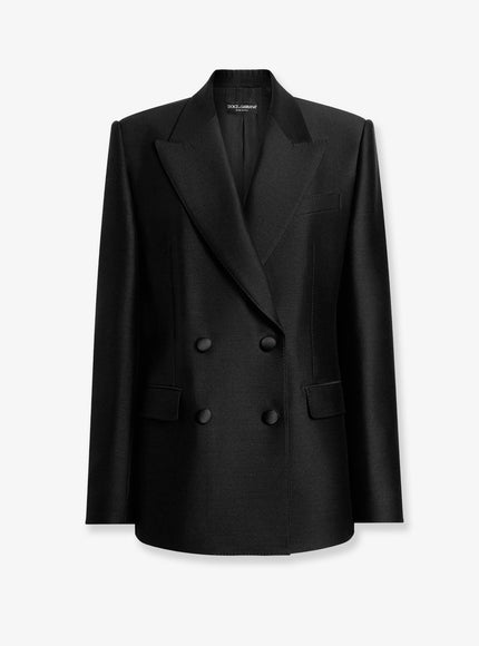 Dolce & Gabbana Double-Breasted Faille Blazer 42 Nero