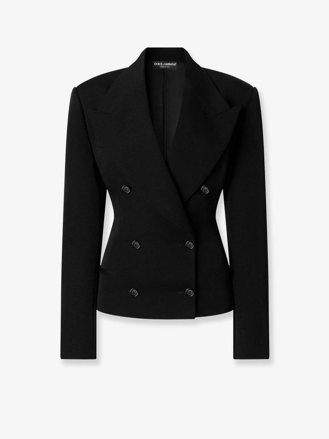 Dolce & Gabbana Double-Breasted Virgin Wool Gabardine Blazer 40 Nero