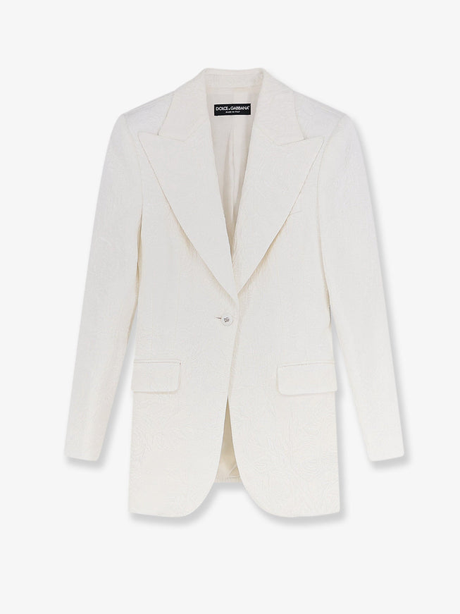 Dolce & Gabbana Brocade Turlington Blazer Bianco